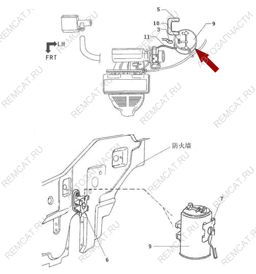 На схеме изображен абсорбер топливных паров Brilliance M1, M2, 3020617