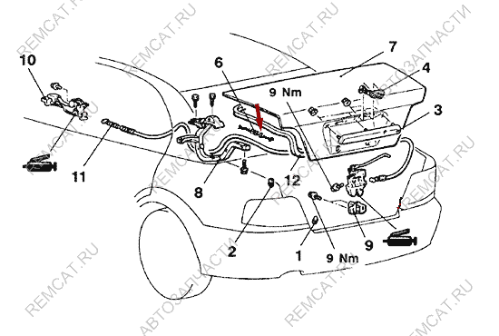 На схеме изображен амортизатор крышки багажника Brilliance M2, 3050971