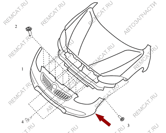 На схеме изображен бампер передний Brilliance V5, 4563061