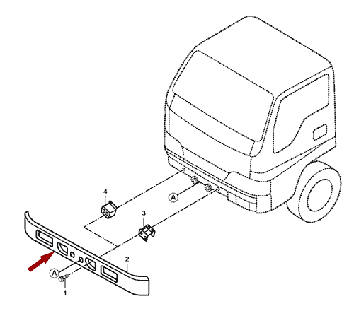 На схеме изображен бампер передний JMC 1051 Евро 4 - белый, в сборе, 280310090В