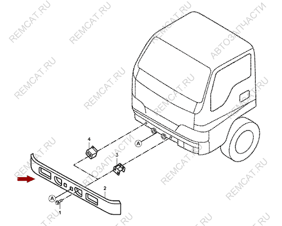 На схеме изображен бампер передний JMC 1052 - белый (в сборе), 280310031KIT