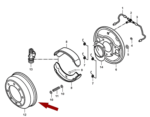 На схеме изображен  барабан тормозной JMC 1043 - передний, 350130116