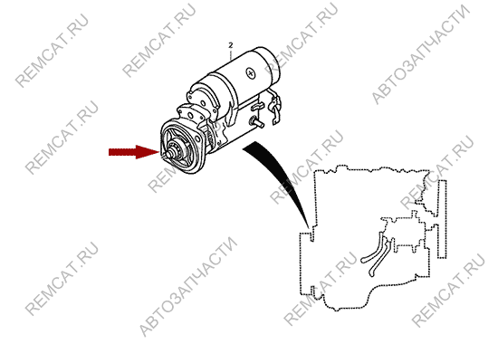 На схеме изображен бендикс стартера JMC 1051 (короткий), 3708100AB