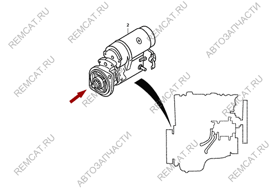 На схеме изображен бендикс стартера JMC 1052 (короткий), 3708100AB