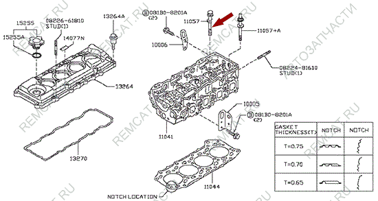 На схеме изображен болт ГБЦ Ниссан Кабстар (Nissan Cabstar), 110572W200