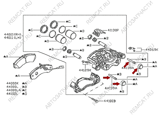 На схеме изображен болт направляющего пальца Ниссан Кабстар (Nissan Cabstar), к-т на один суппорт, 41136MB20KIT