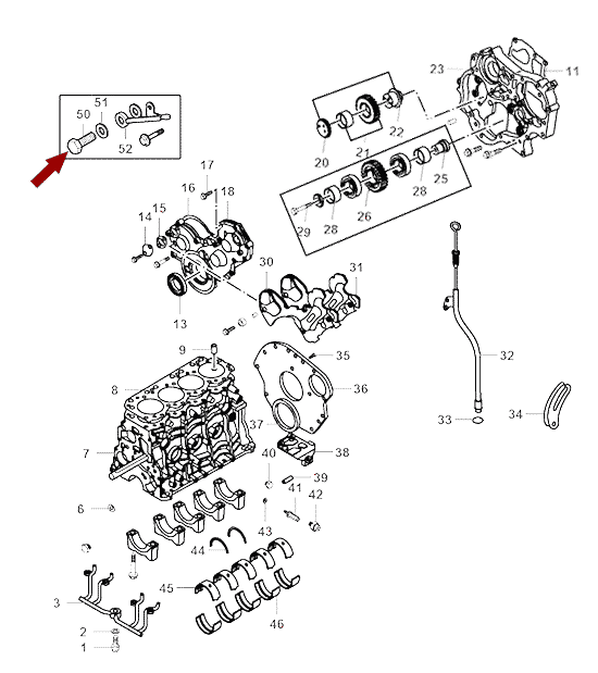 На схеме изображен болт трубки подачи масла на шестерни JMC Baodian, 1002801BB