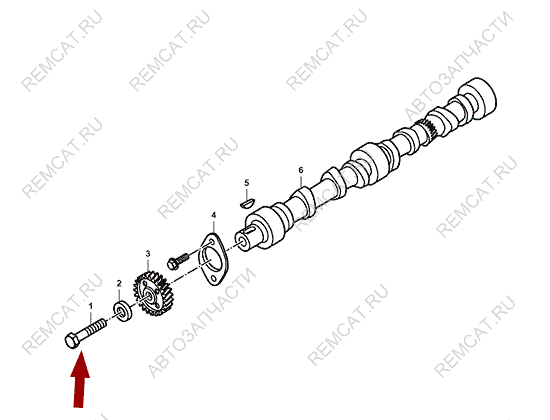 На схеме изображен болт шестерни распредвала JMC 1051, 1006015BB