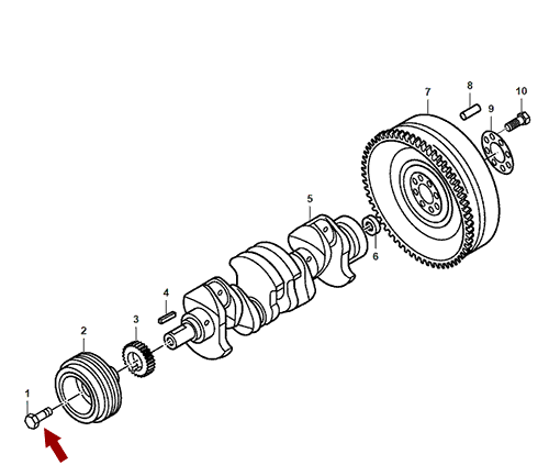 На схеме изображен болт шкива коленвала JMC 1043, 1005902SC