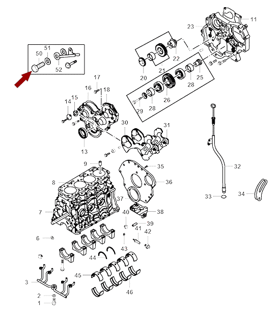 На схеме изображен болт трубки подачи масла на шестерни JMC 1052, 1002801BB
