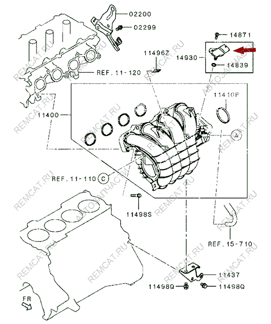 На схеме изображен датчик абсолютного давления Brilliance V5, MN143855