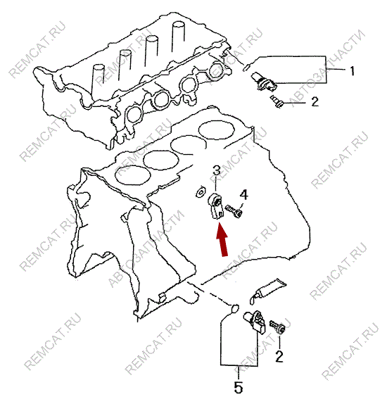 На схеме изображен датчик детонации (импульсов) Brilliance V5, MW250937