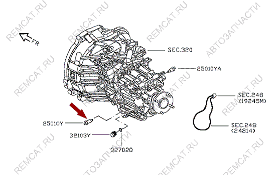 На схеме изображен датчик спидометра Ниссан Кабстар (Nissan Cabstar), 25010MB40A