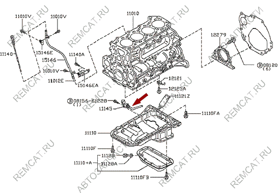 На схеме изображен датчик уровня масла Ниссан Кабстар (Nissan Cabstar), 11145MA70B