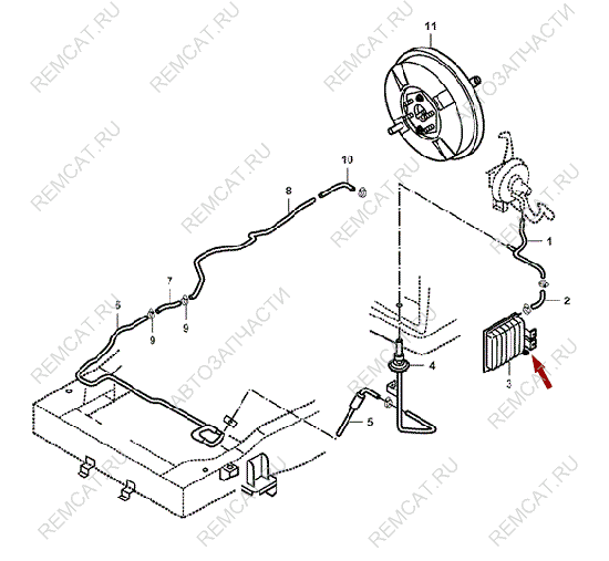 На схеме изображен датчик вакуумного резервуара JMC 1052, 351020008