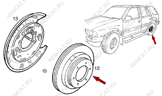 На схеме изображен диск тормозной Landwind X6 - задний, 35812055LM