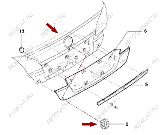 На схеме изображена эмблема крышки багажника Brilliance M2, 3089746