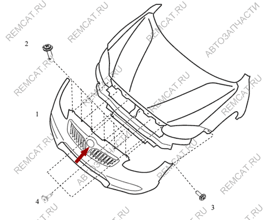 На схеме изображена эмблема решетки радиатора Brilliance V5, 4566002