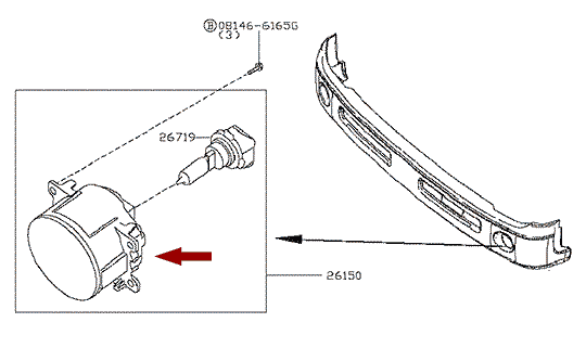 На схеме изображена фара противотуманная Ниссан Кабстар (Nissan Cabstar), 261508992C