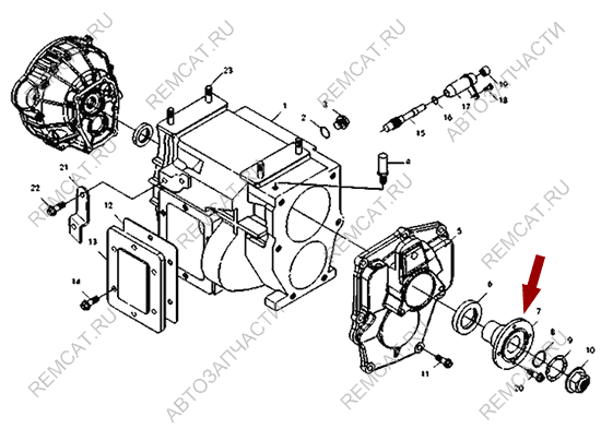 На схеме изображен фланец хвостовика КПП Foton 1039/1049C, N170137401A