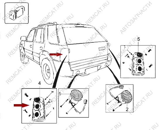 На схеме изображен фонарь Landwind X6 - задний левый, 3711100FF-KW