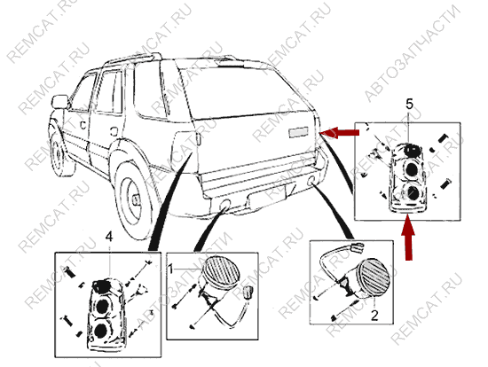 На схеме изображен фонарь Landwind X6 - задний правый, 3711200FF-KW