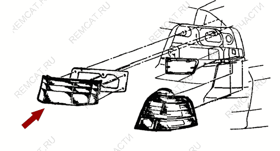 На схеме изображен фонарь на крышку багажника Brilliance M1 - задний правый, 3006677