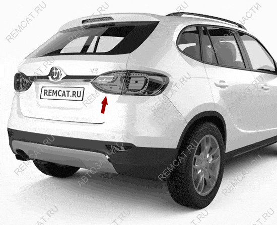 На схеме изображен фонарь на крышку багажника Brilliance V5 – задний правый, 4577006