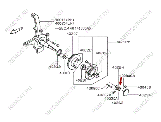 На схеме изображена гайка передней ступицы Ниссан Кабстар (Nissan Cabstar), 40262LE01A