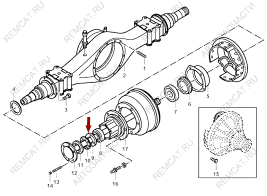 На схеме изображена гайка задней полуоси JMC 1052, 2400104A2