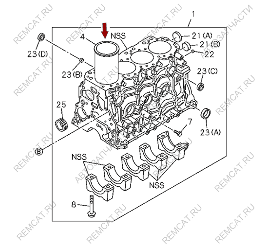 На схеме изображена гильза блока цилиндров Landwind X6 (толстостенная), 8942478610L