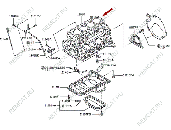 На схеме изображена гильза цилиндра Ниссан Кабстар (Nissan Cabstar), 11009MA70KIT