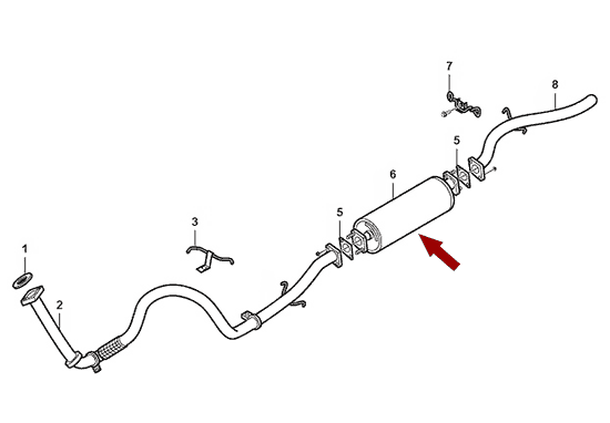 На схеме изображен глушитель (бочка) Landwind X6, 120110022L