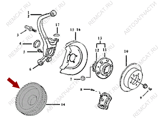 На схеме изображена гребенка ABS (АБС) Brilliance М2 - задняя, 3006032