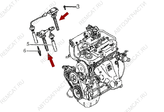 На схеме изображена катушка зажигания Brilliance M1, DADF325052M1