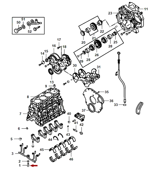 На схеме изображен болт - клапан трубки подачи масла охлаждения цилиндров JMC 1032, 1002750SC