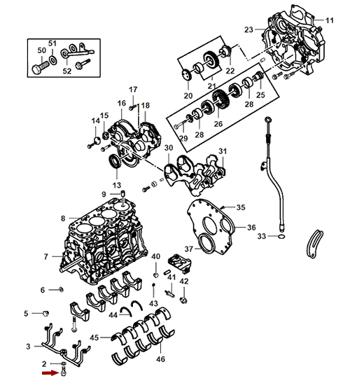 На схеме изображен болт - клапан трубки подачи масла охлаждения цилиндров JMC 1052, 1002750SC