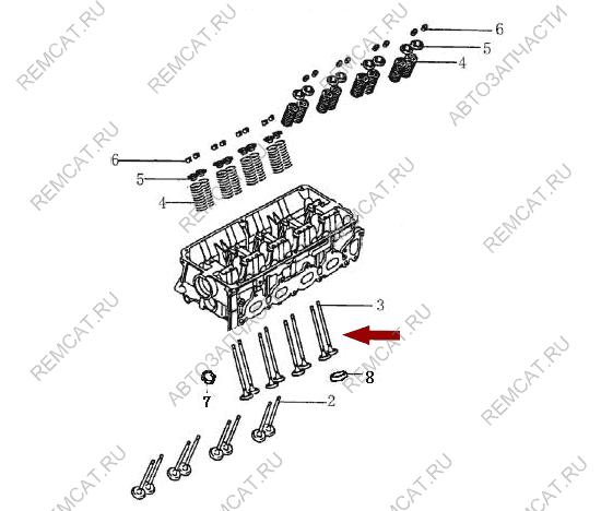 На схеме изображен клапан впускной Brilliance M2, DAMD162780