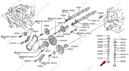 На схеме изображен клапан впускной Ниссан Кабстар (Nissan Cabstar), 132012W20A