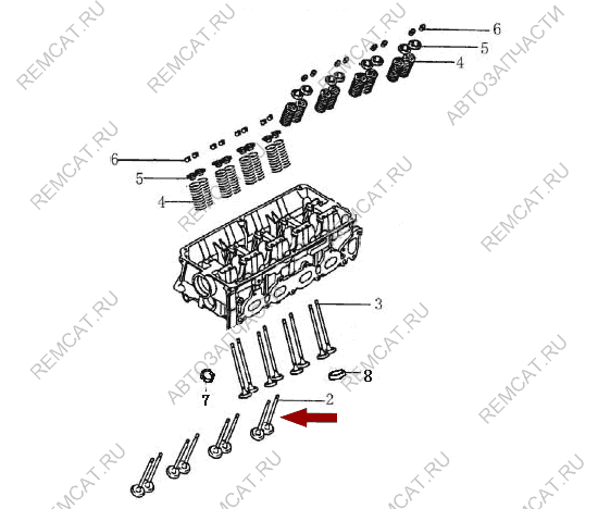 На схеме изображен клапан выпускной Brilliance M2, DAMD162781