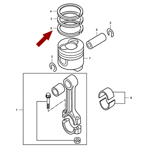 На схеме изображены кольца поршневые JMC 1052 (сталь) - STD, комплект, 1004050SCB1KIT