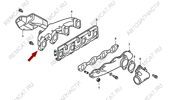 На схеме изображен коллектор впускной JMC 1043, 1008012SZ