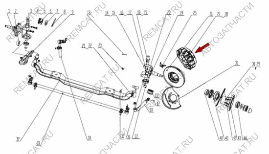 На схеме изображены колодки тормозные Foton 1049C - передние, (дисковые), к-т, 3501100HF324