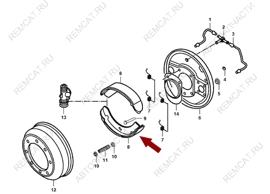 На схеме изображены колодки тормозные JMC 1032 передние/задние, Китай, 350112015