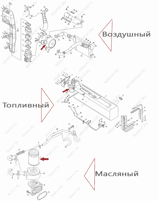 На схеме изображен комплект фильтров Foton 1049C, E049343000004KIT