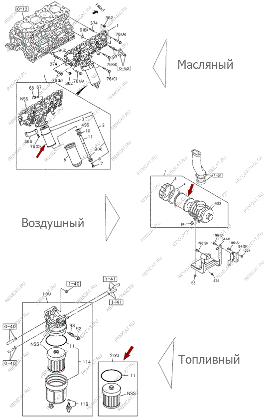На схеме изображен комплект фильтров ISUZU (ИСУЗУ) NLR85 | NMR85, 8980188580KIT