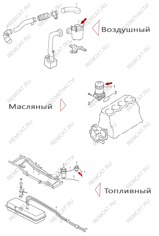 На схеме изображен комплект фильтров Landwind X6, 1109230KIT