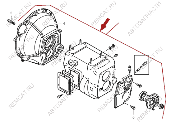 На схеме изображена коробка передач (КПП) JMC 1052, в сборе, 170000002