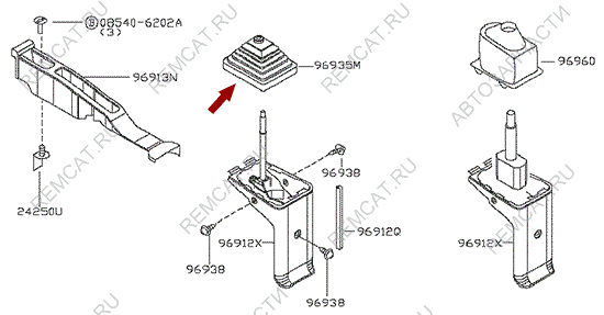 На схеме изображен чехол (кожух) рычага переключения КПП Ниссан Кабстар (Nissan Cabstar), 32862MB40A