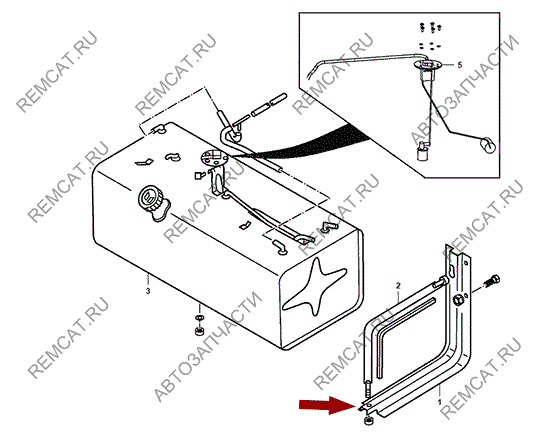 На схеме изображен кронштейн крепления топливного бака JMC 1051, 1101011A3